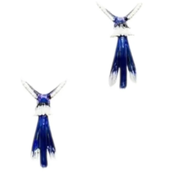 New! Blue Enamel Hummingbird Hoop Earrings • Gold 3D Flying Bird Studs • NWOT - Picture 4 of 4